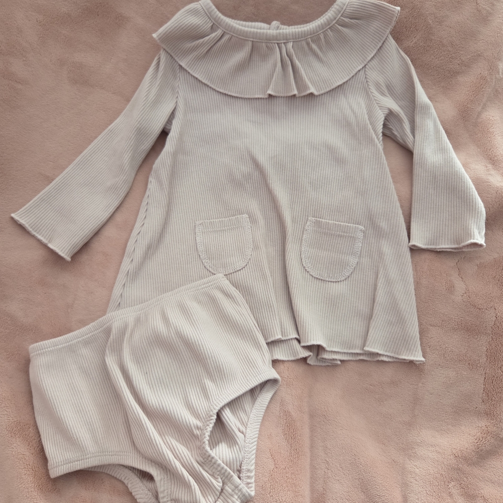Adorable Cream Baby Dress Set